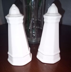 Pfaltzgraff Ceramic Lighthouse salt and pepper shakers Rare Find!